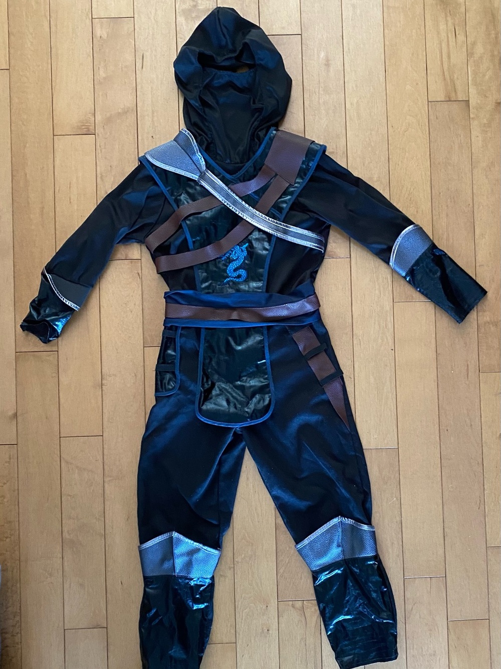 Halloween costume Kids Ninja Costume Hooded Jumpsuit - size 7-8 T
